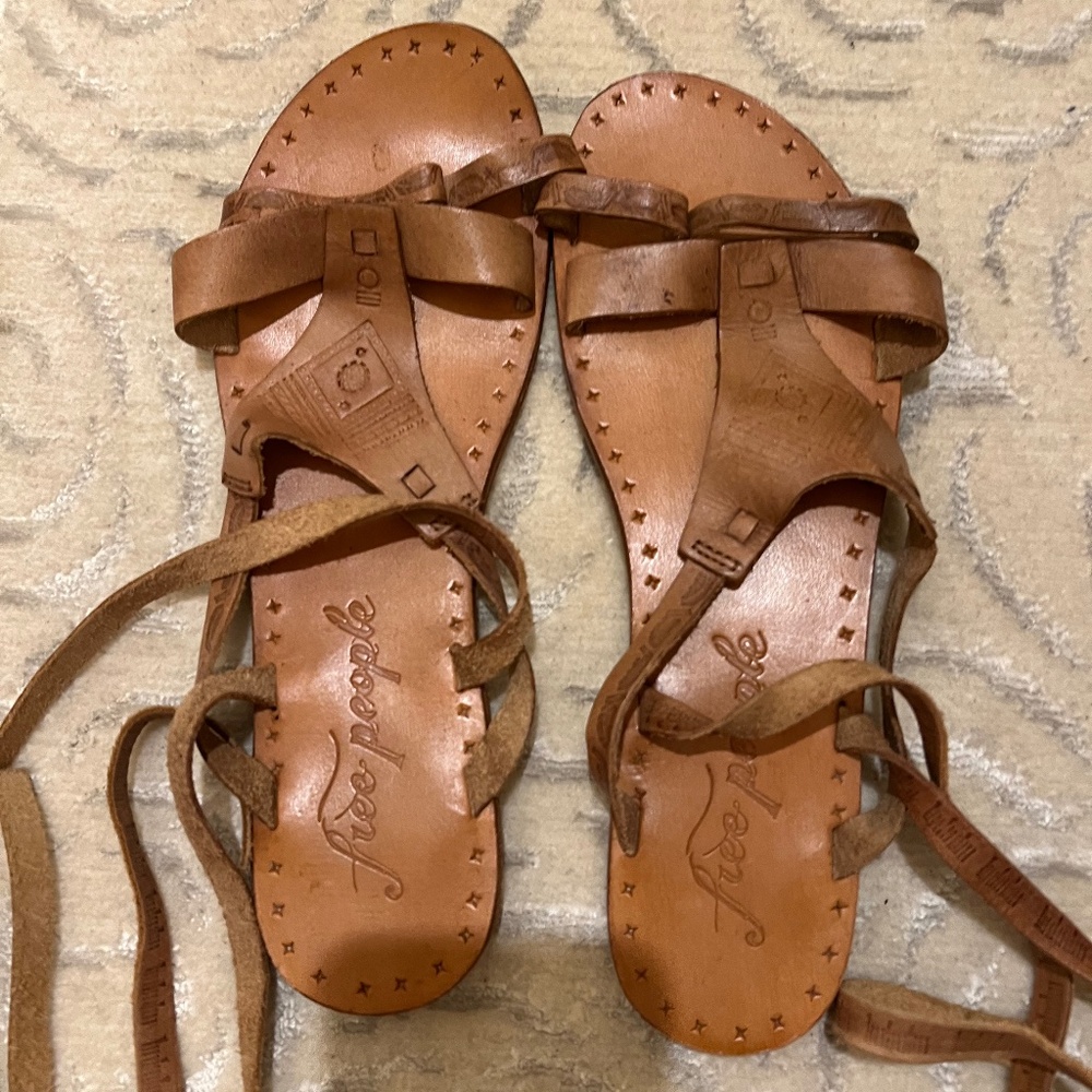 NEW Free People 41 (US 10) Tan Leather Gladiator Sandals Flats BOHO Festival
